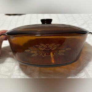Vintage Anchor Hocking Fire-King Harvest Wheat Casserole Dish with Lid